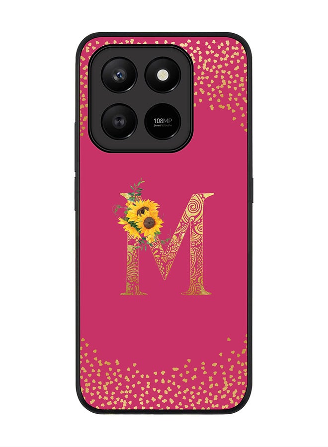 For Honor X7d 4G / X7d 5G / 400 Smart Case,Slim fit Camera Protection, Shockproof Thin Phone cover  - Custom Floral Monogram - M ( Deep Pink )